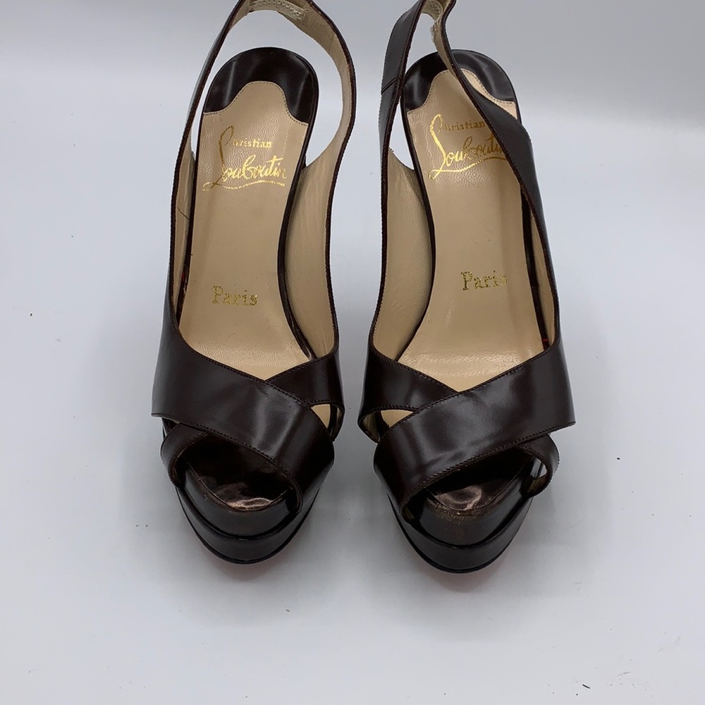 New Authentic Christian Louboutin leather open toe strap heels. Size 6 US 36 EU